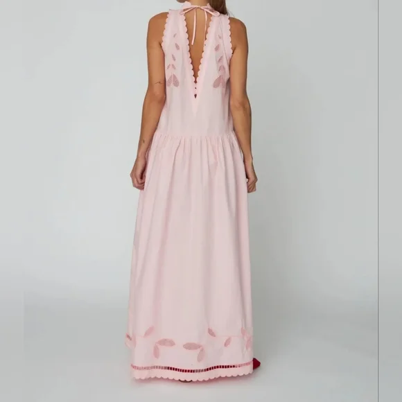 Anthropologie Stella Nova Embroidered Anglaise Maxi Cotton Dress - Picture 3 of 11